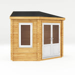 3m x 3m Corner Cabin - 44mm (UPVC Windows & Door) - White - Rogey