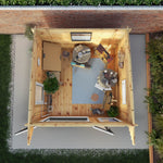 3m x 3m Curved Roof Log Cabin - 44mm (UPVC Windows & Door) - Grey - Rogey