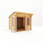 3m x 3m Curved Roof Log Cabin - 44mm (UPVC Windows & Door) - Oak - Rogey