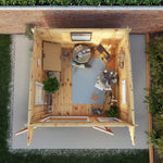 3m x 3m Curved Roof Log Cabin - 44mm (UPVC Windows & Door) - Oak - Rogey