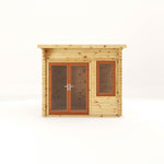 3m x 3m Curved Roof Log Cabin - 44mm (UPVC Windows & Door) - Oak - Rogey