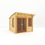 3m x 3m Curved Roof Log Cabin - 44mm (UPVC Windows & Door) - Oak - Rogey