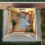 3m x 3m Curved Roof Log Cabin - 44mm (UPVC Windows & Door) - White - Rogey