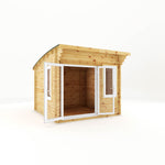 3m x 3m Curved Roof Log Cabin - 44mm (UPVC Windows & Door) - White - Rogey