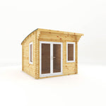 3m x 3m Curved Roof Log Cabin - 44mm (UPVC Windows & Door) - White - Rogey