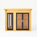 3m x 3m Studio Pent Log Cabin - 44mm - (UPVC Windows & Doors) - Grey - Rogey