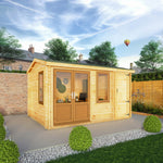 4.1m x 3m Home Office Elite - 44mm (UPVC Windows & Door) - Oak - Rogey