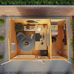 4.1m x 3m Home Office Elite - 44mm (UPVC Windows & Door) - Oak - Rogey