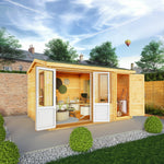 4.1m x 3m Home Office Elite - 44mm (UPVC Windows & Door) - Oak - Rogey