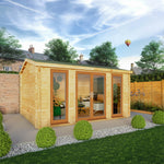 4.5m x 3.5m Home Office Studio - 44mm (UPVC Windows & Door) - Oak - Rogey