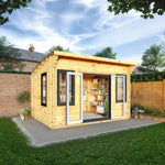 4m x 3m Curved Roof Log Cabin - 44mm (UPVC Windows & Door) - Grey - Rogey