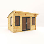 4m x 3m Curved Roof Log Cabin - 44mm (UPVC Windows & Door) - Grey - Rogey