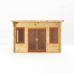 4m x 3m Curved Roof Log Cabin - 44mm (UPVC Windows & Door) - Oak - Rogey