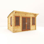 4m x 3m Curved Roof Log Cabin - 44mm (UPVC Windows & Door) - Oak - Rogey