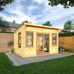 4m x 3m Curved Roof Log Cabin - 44mm (UPVC Windows & Door) - Oak - Rogey