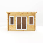 4m x 3m Curved Roof Log Cabin - 44mm (UPVC Windows & Door) - White - Rogey