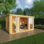 4m x 3m Home Office Studio - 44mm (UPVC Windows & Door) - Oak - Rogey