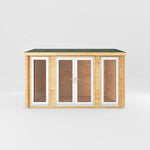 4m x 3m Home Office Studio - 44mm (UPVC Windows & Door) - White - Rogey