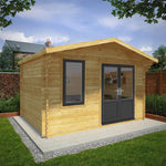 4m x 3m Retreat Log Cabin - 44mm (UPVC Windows & Door) - Grey - Rogey