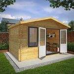 4m x 3m Retreat Log Cabin - 44mm (UPVC Windows & Door) - Grey - Rogey