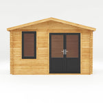 4m x 3m Retreat Log Cabin - 44mm (UPVC Windows & Door) - Grey - Rogey