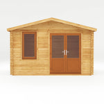 4m x 3m Retreat Log Cabin - 44mm (UPVC Windows & Door) - Oak - Rogey