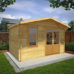 4m x 3m Retreat Log Cabin - 44mm (UPVC Windows & Door) - Oak - Rogey