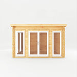 4m x 3m Studio Pent Log Cabin - 44mm (UPVC Windows & Door) - White - Rogey