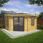 4m x 4m Corner Cabin - 44mm (UPVC Windows & Door) - Grey - Rogey