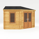 4m x 4m Corner Cabin - 44mm (UPVC Windows & Door) - Oak - Rogey