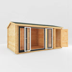 5.1m x 3m Home Office Studio With Side Shed - 44mm (UPVC Windows & Door) - Grey - Rogey