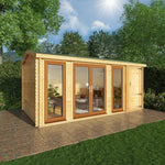 5.1m x 3m Home Office Studio With Side Shed - 44mm (UPVC Windows & Door) - Oak - Rogey