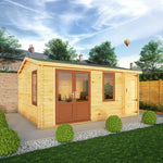 5.1m x 4m Home Office Elite - 44mm (UPVC Windows & Door) - Oak - Rogey
