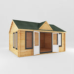 5.3m x 4m Clock Tower Log Cabin - 44mm (UPVC Windows & Door) - Grey - Rogey