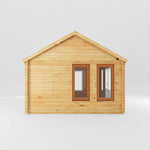 5.3m x 4m Clock Tower Log Cabin - 44mm (UPVC Windows & Door) - Oak - Rogey