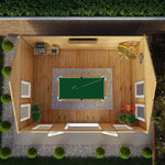 5.3m x 4m Clock Tower Log Cabin - 44mm (UPVC Windows & Door) - White - Rogey