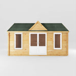 5.3m x 4m Clock Tower Log Cabin - 44mm (UPVC Windows & Door) - White - Rogey