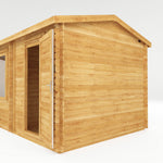 5m x 3m Corner Lodge Log Cabin With Side Shed - 34mm - Rogey