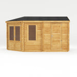 5m x 3m Corner Lodge Log Cabin With Side Shed - 34mm - Rogey