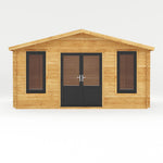 5m x 3m Retreat Log Cabin - 44mm (UPVC Windows & Door) - Grey - Rogey