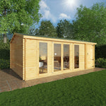 6.1m x 4m Home Office Studio With Side Shed - 44mm - Rogey