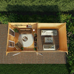 6m x 3m Studio Pent Log Cabin With Patio Area - 44mm (UPVC Windows & Door) - Grey - Rogey