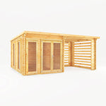 6m x 3m Studio Pent Log Cabin With Slatted Area - 28mm - Rogey