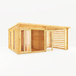6m x 3m Studio Pent Log Cabin With Slatted Area - 44mm - Rogey