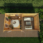 6m x 3m Studio Pent Log Cabin With Slatted Area - 44mm (UPVC Windows & Door) - Oak - Rogey