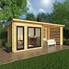 6m x 3m Studio Pent Log Cabin With Slatted Area - 44mm (UPVC Windows & Door) - White - Rogey
