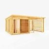6m x 3m Studio Pent Log Cabin With Slatted Area - 44mm (UPVC Windows & Door) - White - Rogey