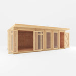 6m x 3m(D) Insulated Garden Room with Side Shed - Rogey