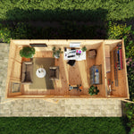 6m x 3m(D) Insulated Garden Room with Side Shed - Rogey