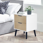 Alba 2 Drawer Bedside - White/Oak - Rogey